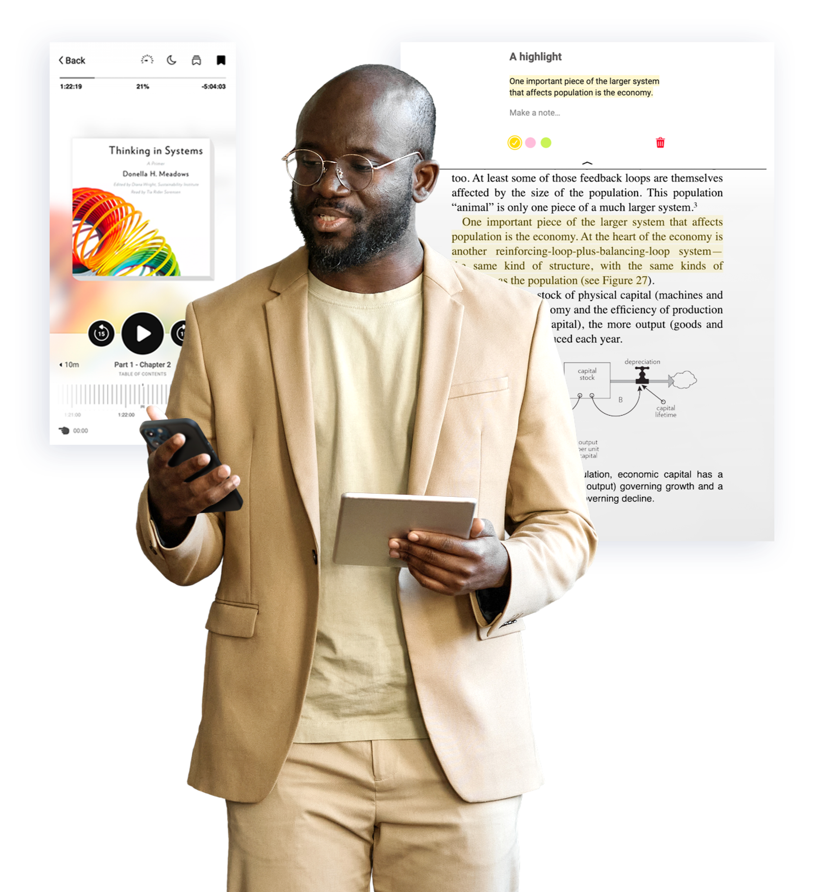 College professor viewing an ebook